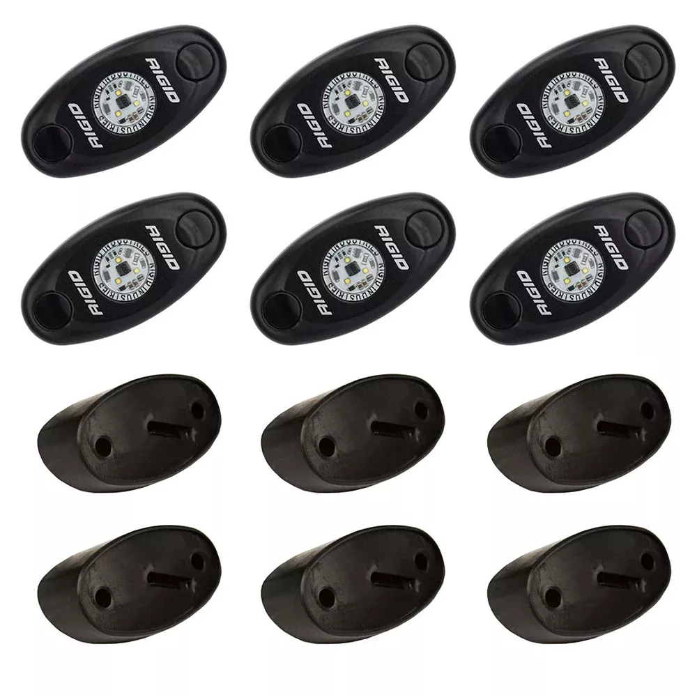RIGID Industries A-Series Rock Light Kit – 6 Blue Lights – Black [400283]