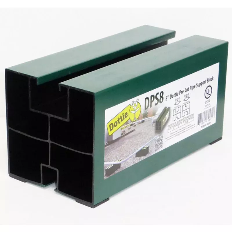 Rooftop Pipe Support, 8″ Length, 4″ Height, ABS/AES UV Resistant, Green By Dottie DPS8
