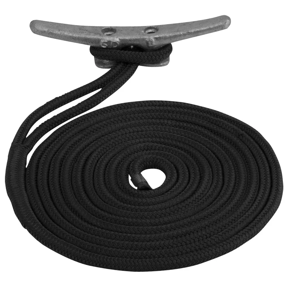 Sea-Dog Double Braided Nylon Dock Line – 1/2″ x 25 – Black [302112025BK-1]