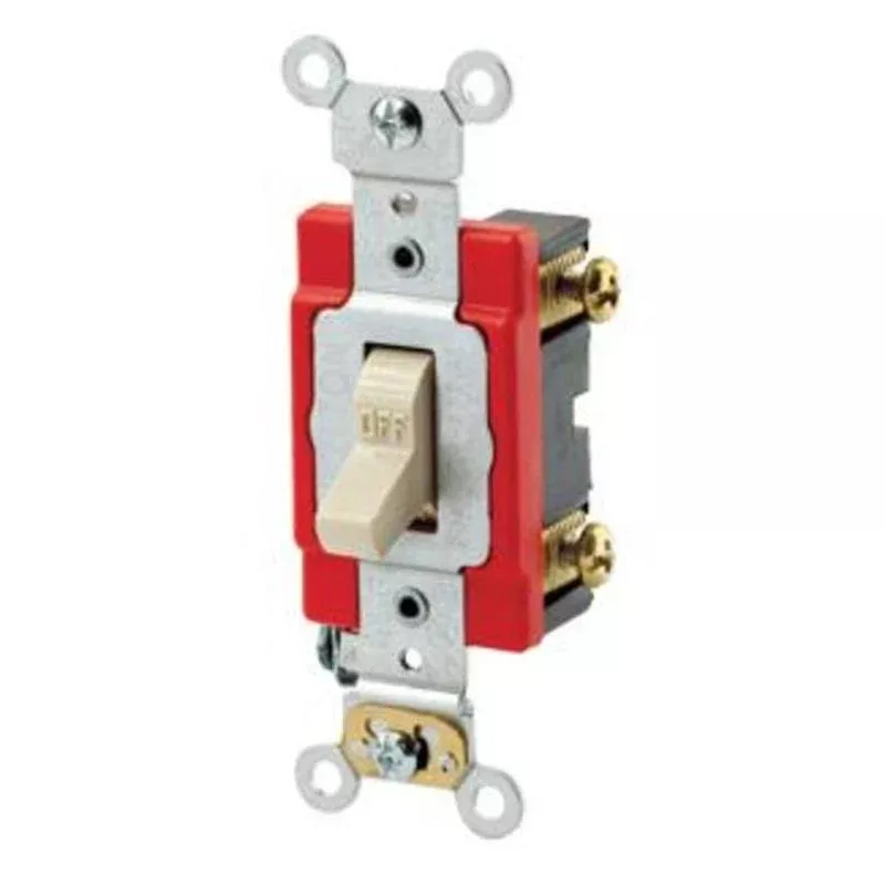 Single-Pole Toggle Switch, Ivory, 20 Amp, 120/277 Volt By Leviton 1221-2I