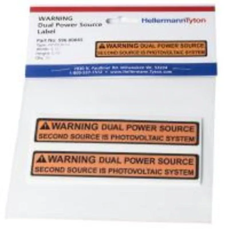 Solar Label, Warning/Dual Power, 4.125″ By HellermannTyton 596-00665