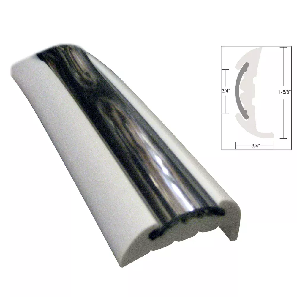 TACO Semi-Rigid Rub Rail Kit – White w/Flex Chrome Insert – 70′ [V11-9811WCM70-2]