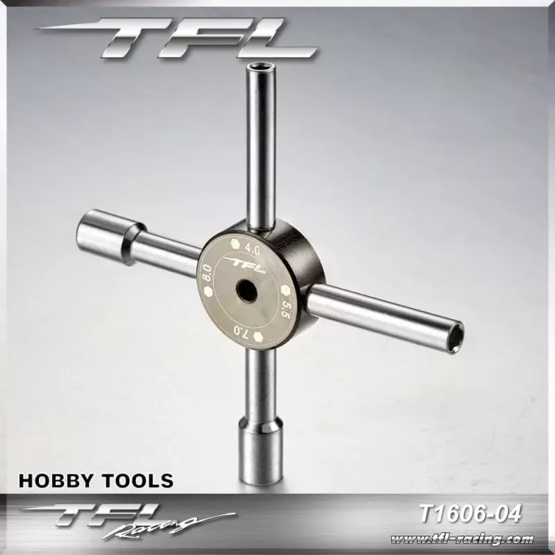 TFL Mini 4 in 1 Allen Cross Handle Socket Wrench for RC Models T1606-04