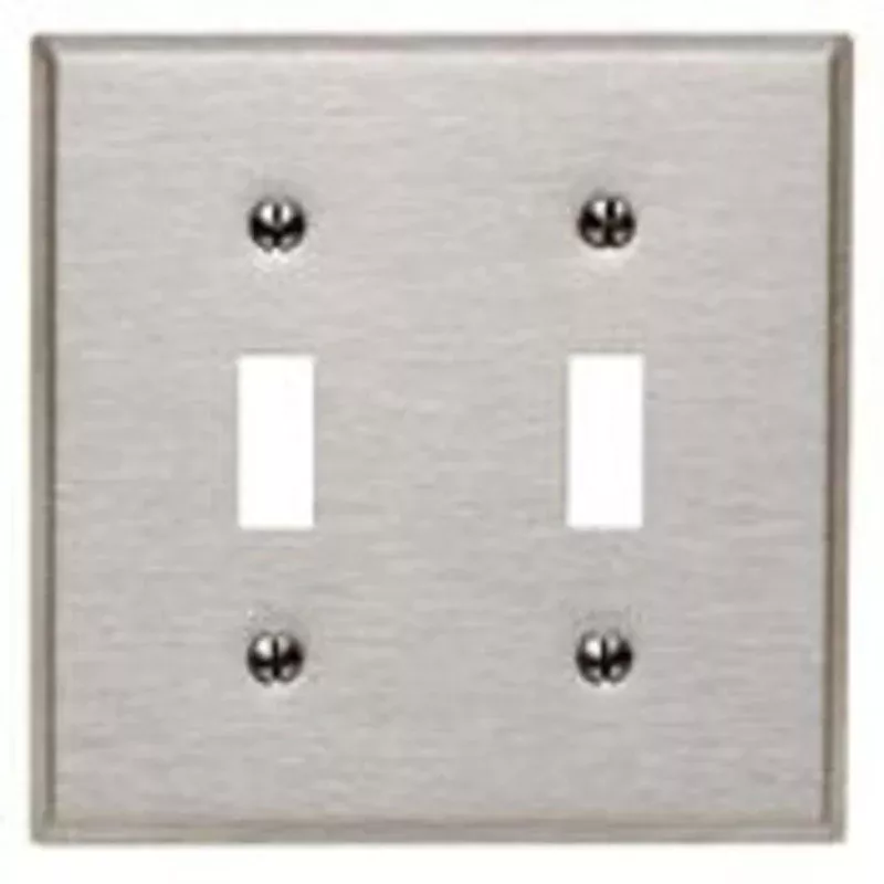 Toggle Switch Wallplate, 2-Gang, 430 Stainless Steel By Leviton 84009