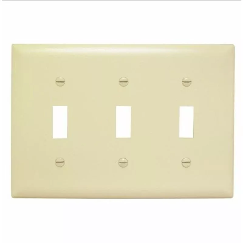 Toggle Switch Wallplate, 3-Gang, Nylon, Ivory By Pass & Seymour TP3-I