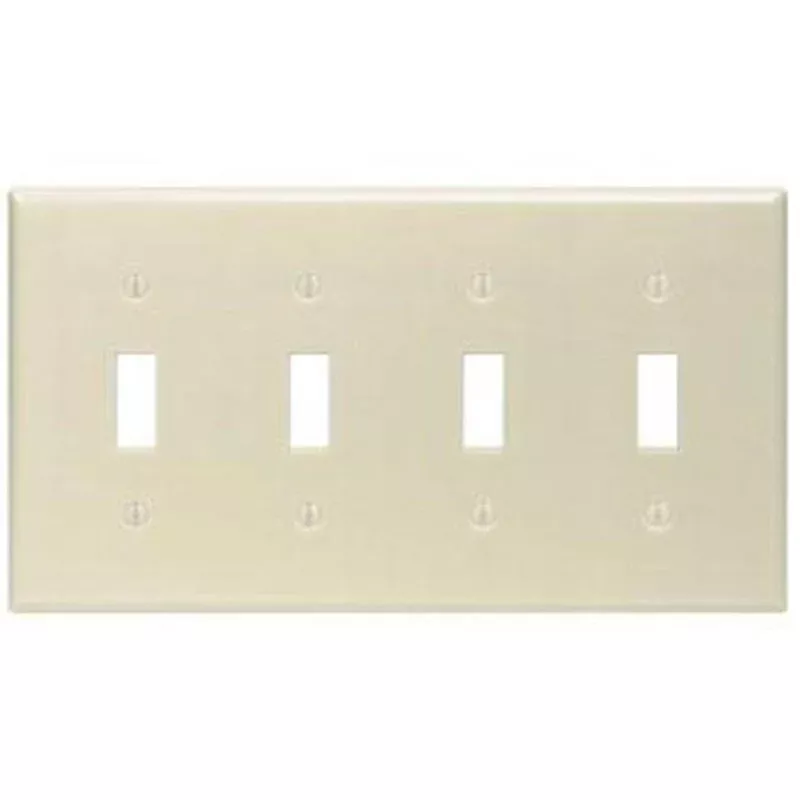 Toggle Switch Wallplate, 4-Gang, Nylon, Ivory By Leviton 80712-I