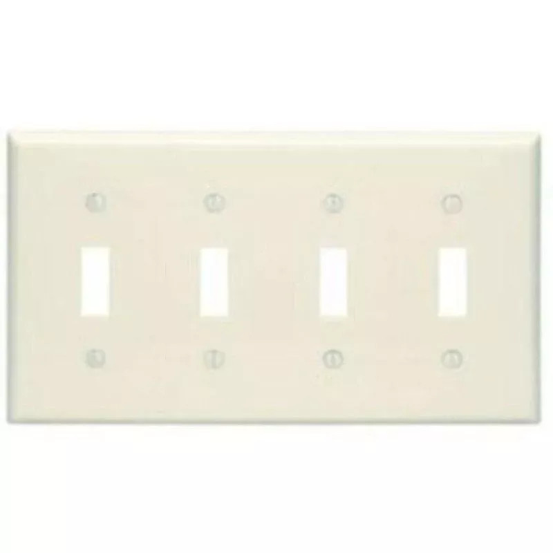 Toggle Switch Wallplate, 4-Gang, Nylon, Light Almond By Leviton 80712-T