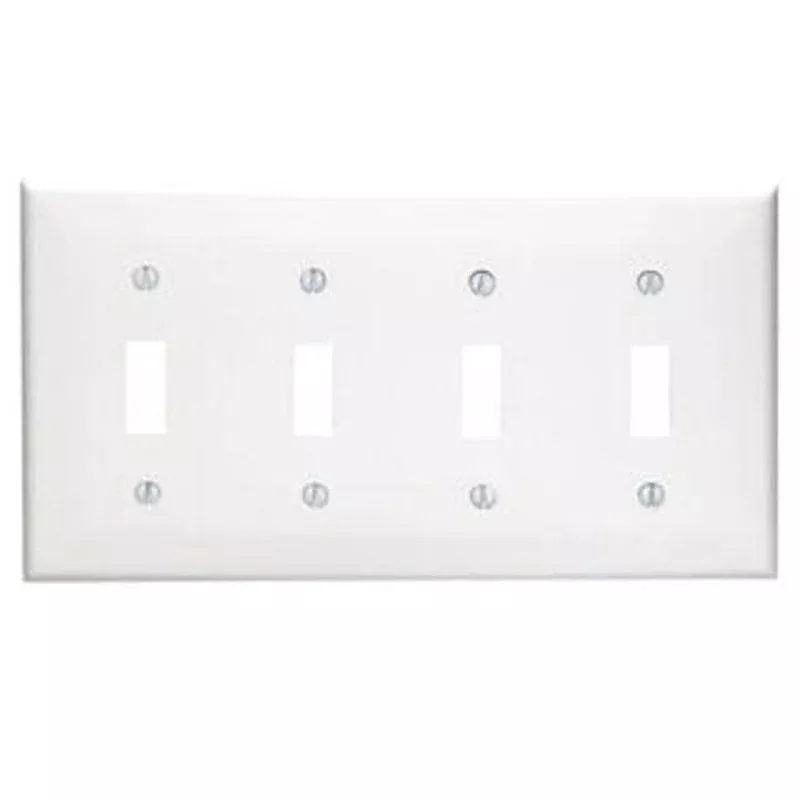 Toggle Switch Wallplate, 4-Gang, Nylon, White By Leviton 80712-W