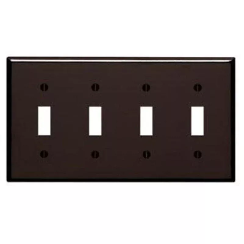 Toggle Switch Wallplate, 4-Gang, Thermoset, Brown By Leviton 85012