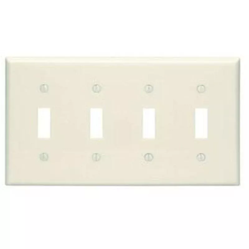 Toggle Switch Wallplate, 4-Gang, Thermoset, Lt. Almond By Leviton 78012