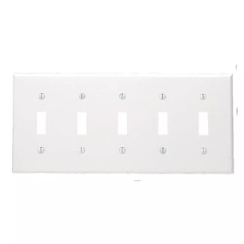 Toggle Switch Wallplate, 5-Gang, Nylon, White By Leviton 80723-W