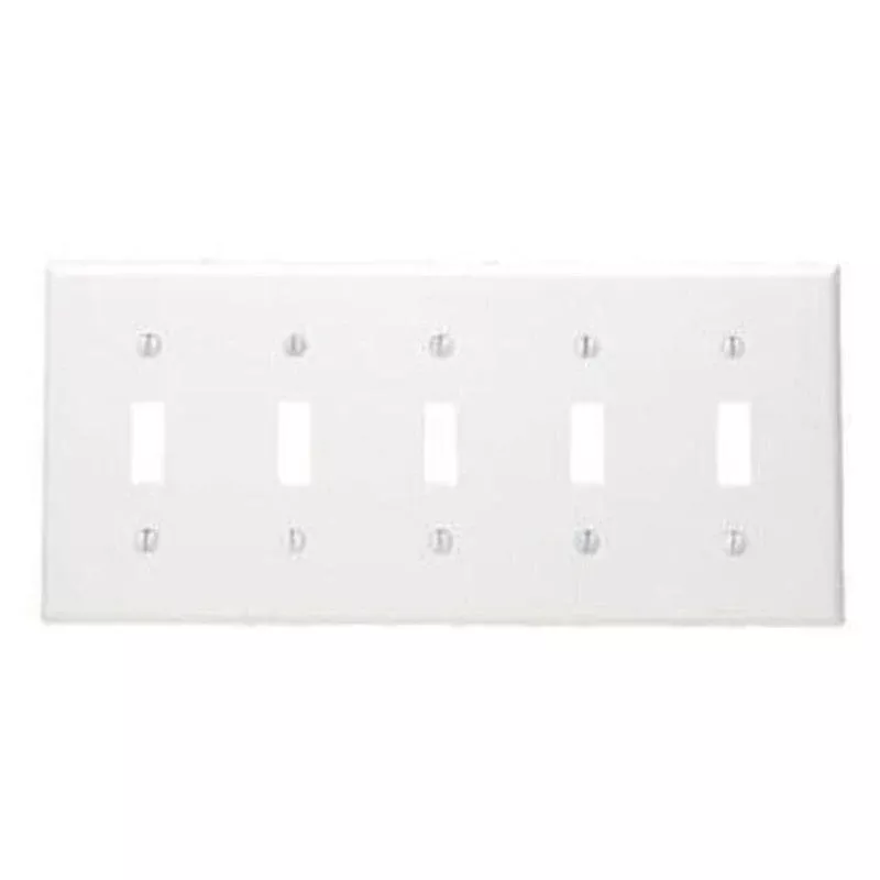 Toggle Switch Wallplate, 5-Gang, Thermoset, White By Leviton 88023