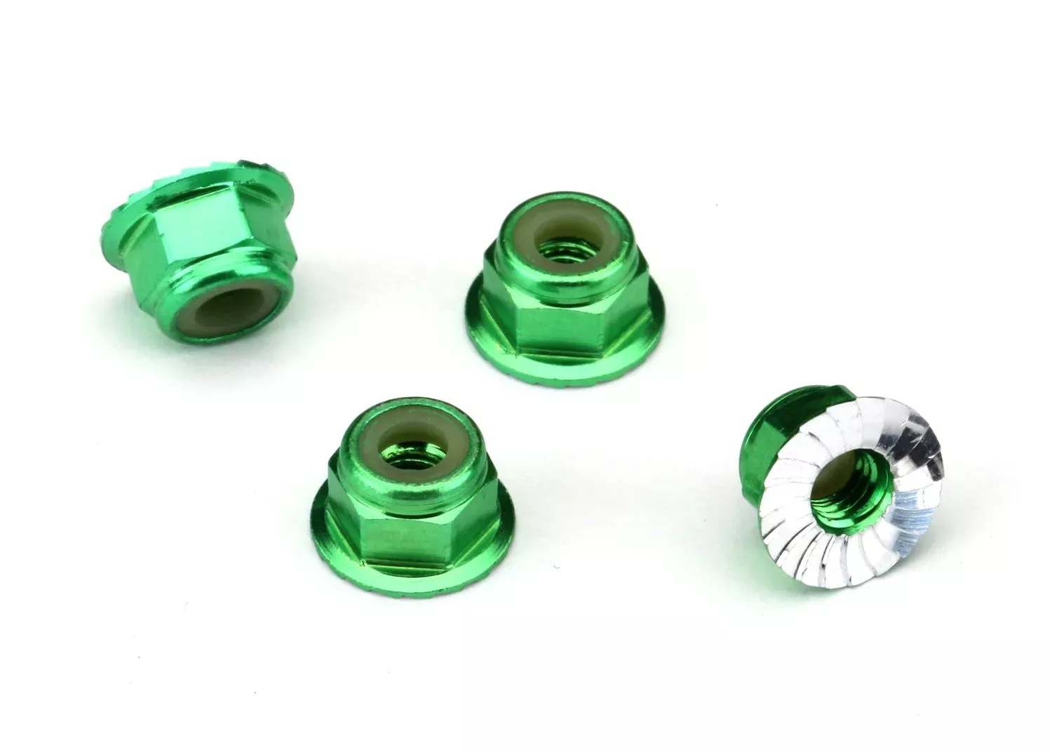 TRAXXAS 1747G NUTS 4MM FLANGED LOCK GREEN