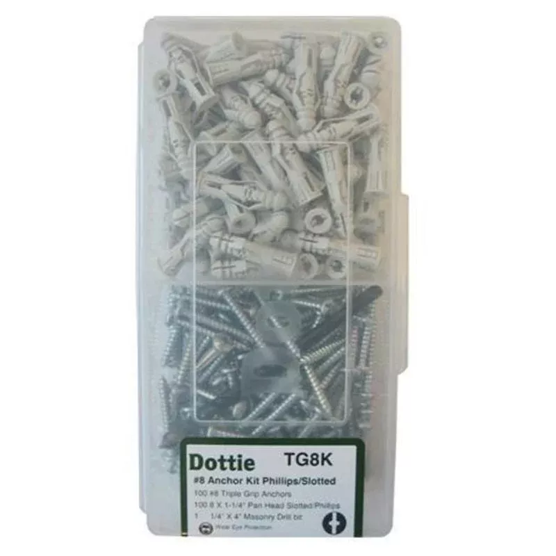 Triple Grip Anchor Kit Kit, Pan Head, Combo Drive Screws, #8 By Dottie TG8K