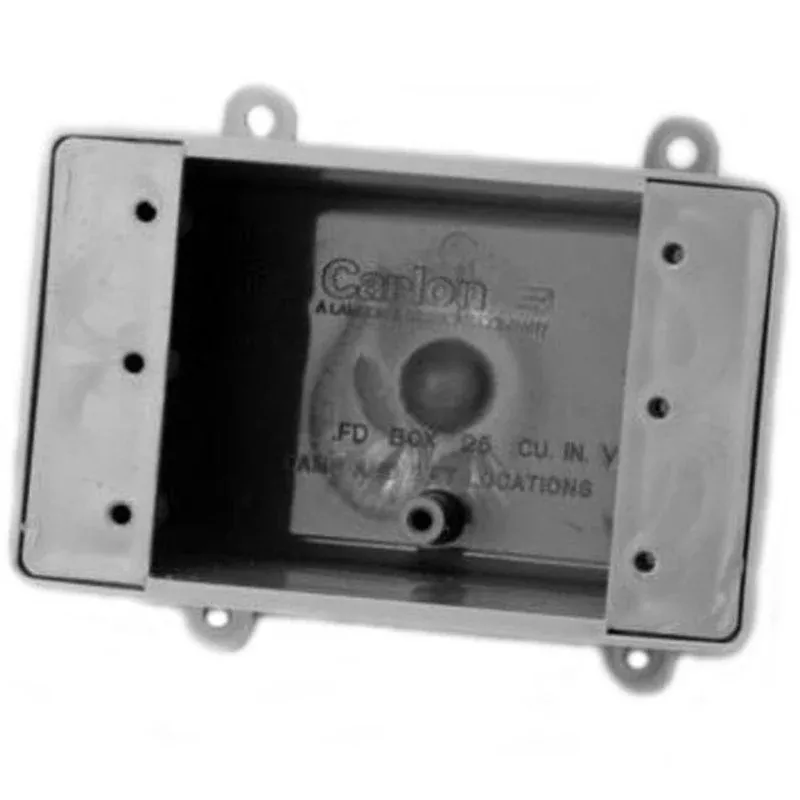 Weatherproof Box, 1 Gang, No Outlets, 2-3/4″ Deep, Non-Metallic By Carlon E9801