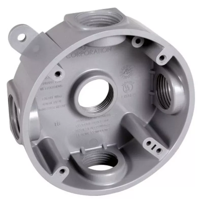 Weatherproof Box, 4.25" Diameter, (5) 3/4" Outlets, Polycarbonate, Gray By Hubbell-TayMac PRB57550GY