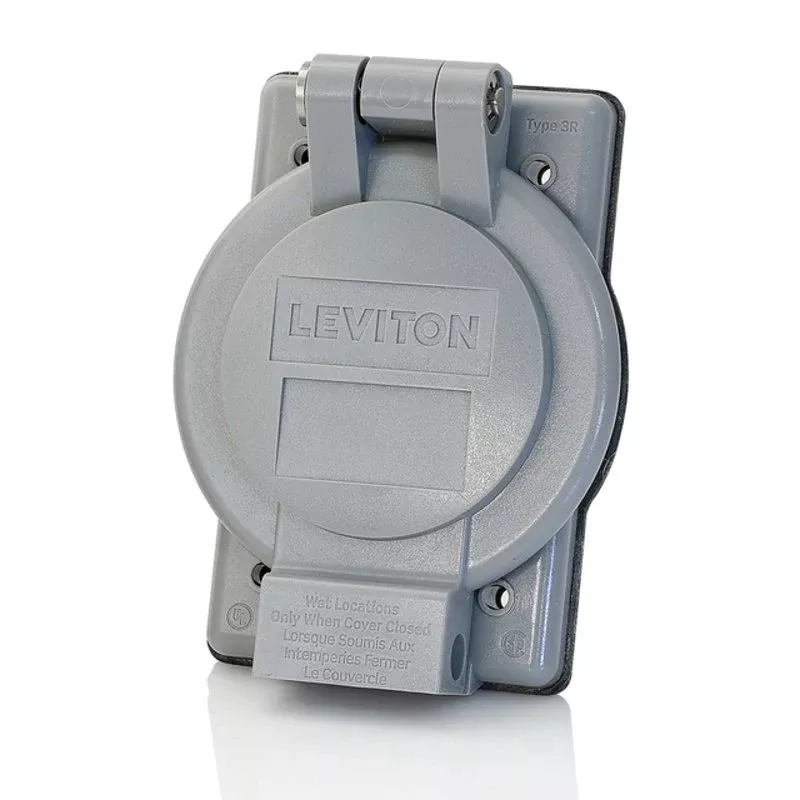 Weatherproof FS Cover, 1 Gang, Single Receptacle Type, Vertical Mount, Thermoplastic By Leviton WP2-G