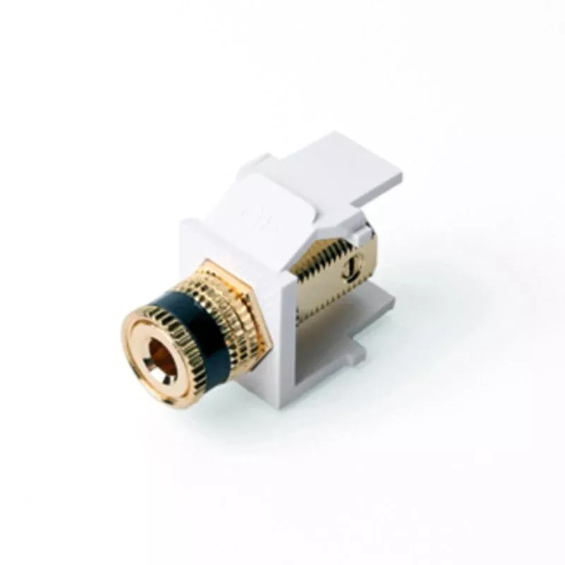 White Binding Post Adapter, Gold-Plated, Black Stripe By Leviton 40833-BWE