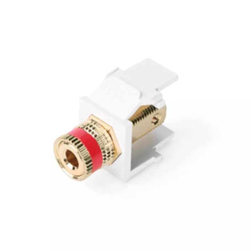 White Binding Post Adapter, Gold-Plated, Red Stripe By Leviton 40833-BWR