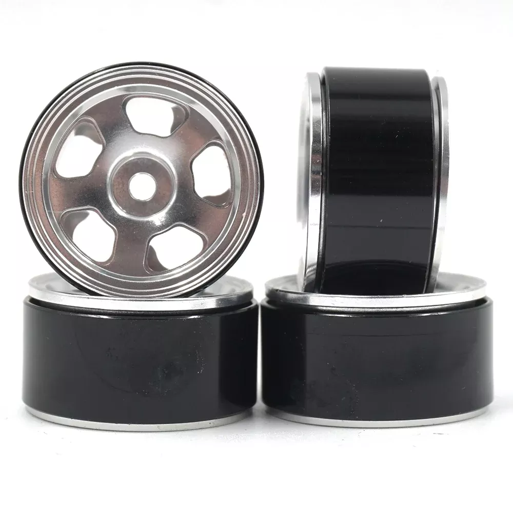 Yeah Racing ALUMINUM CNC 5 SPOKE BEADLOCK RIM 4PCS FOR AXIAL SCX24 SILVER