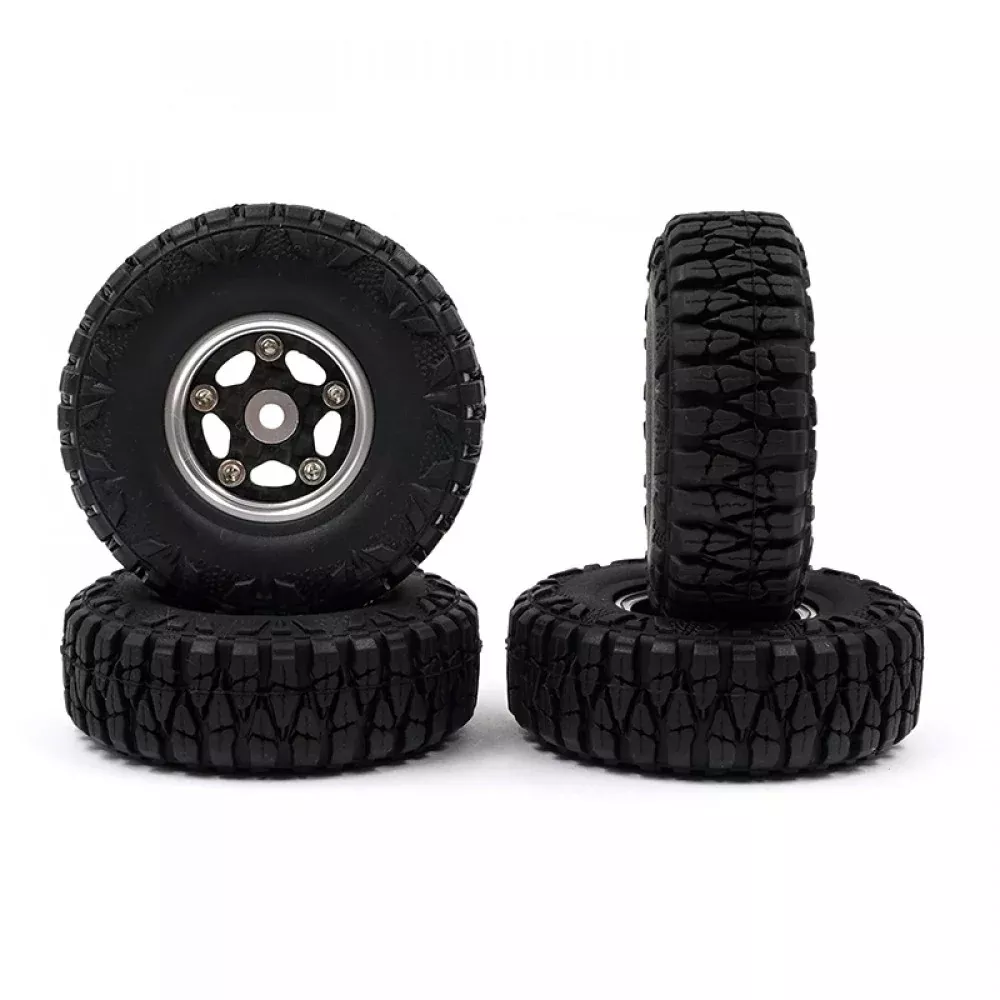 Yeah Racing ALUMINUM CNC 5 SPOKE W/ GRAPHITE BEADLOCK WHEEL SET FOR AXIAL SCX24